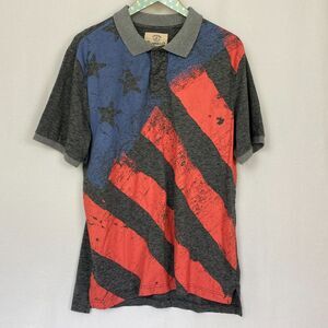Roebuck & Co Polo Shirt Mens Large USA Flag Americana Patriotic Blue Red